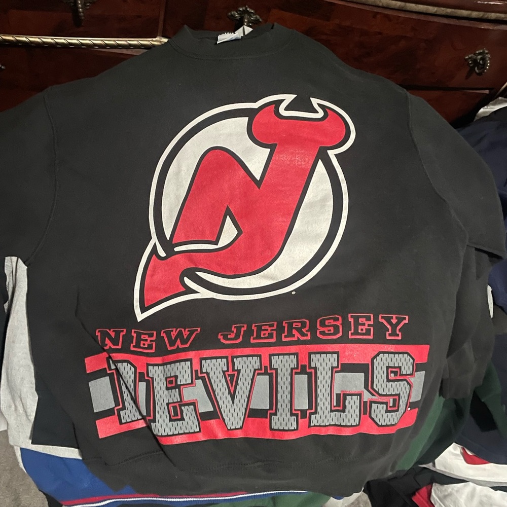 Vintage 90s New Jersey Devils Black Sweatshirt crewneck